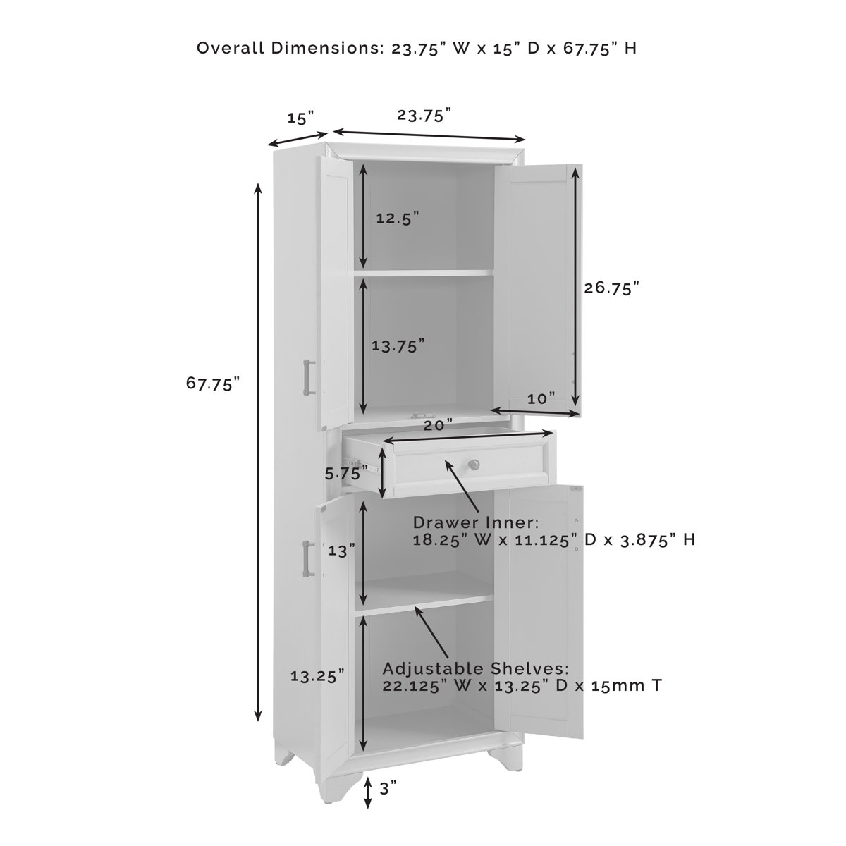 Andover Mills™ Jesse 67.75" Kitchen Pantry & Reviews Wayfair